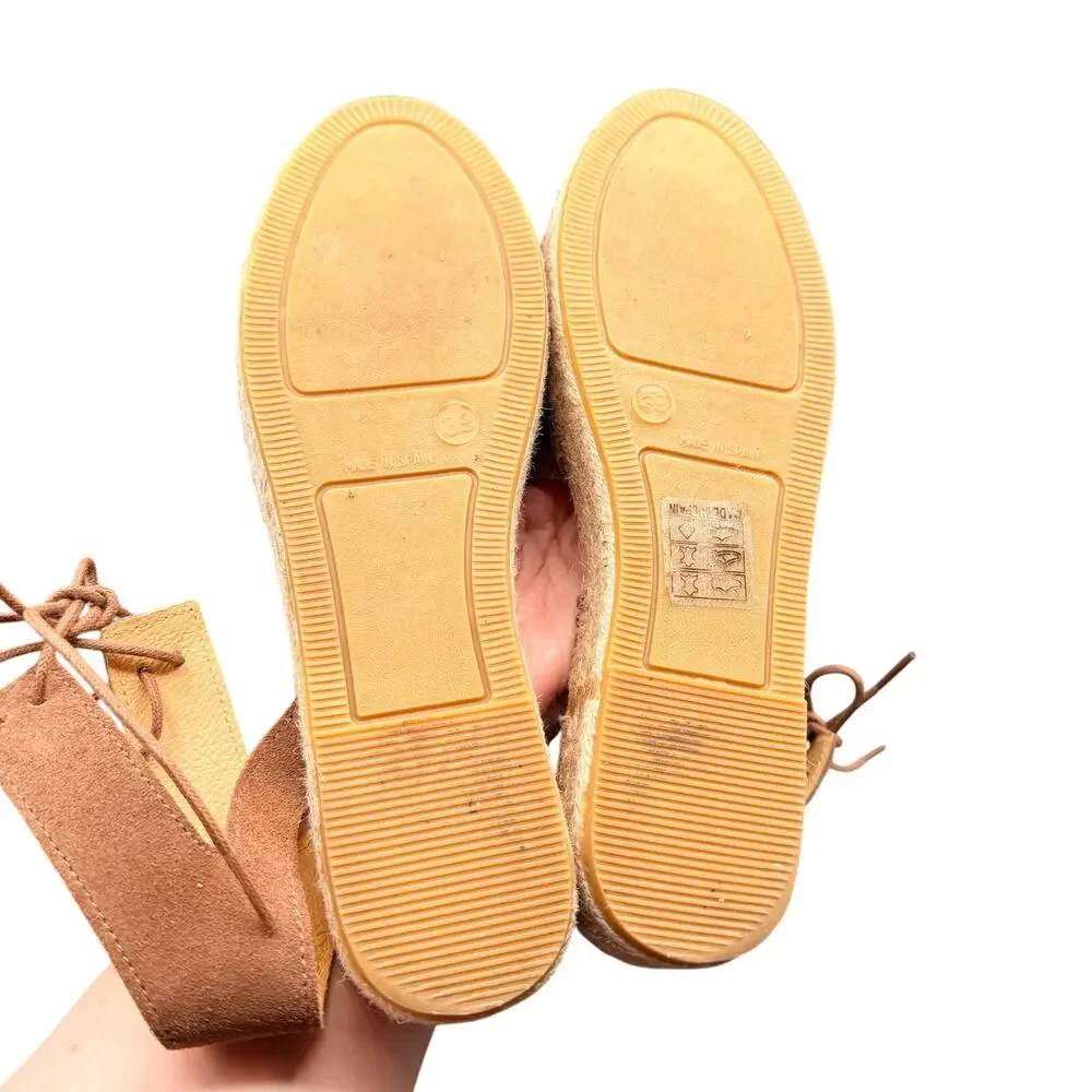 Andre Assous Espadrille Sandals Brown Suede Lace Up EU 39 US 8.5-9